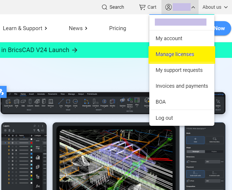 Manage BricsCAD licenses