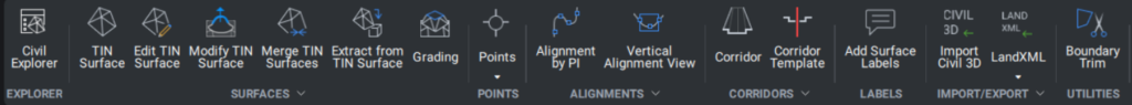 BricsCAD civil workspace